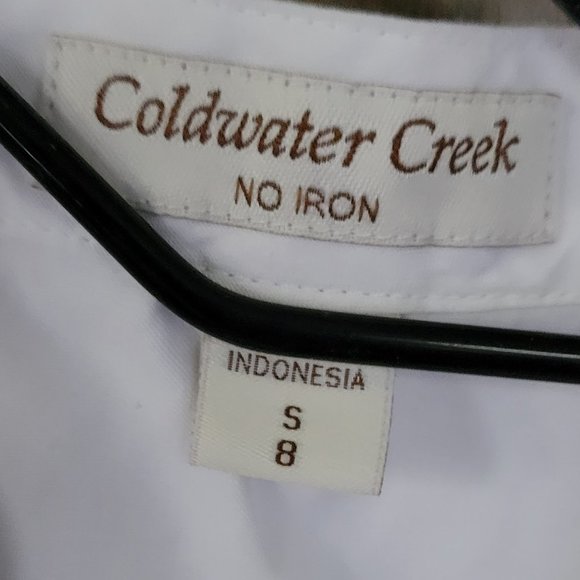 Coldwater Creek White No Iron Pleated Short Sleeve Blouse Size Small - Picture 2 of 9